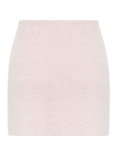 Gonna In Maglia Merino Rosa Melange