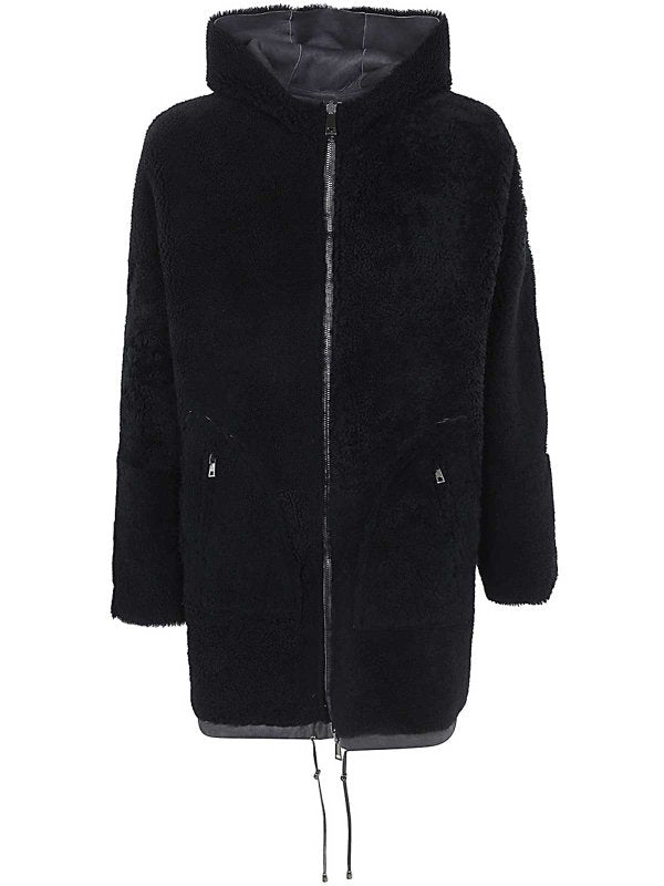 Shearling Reversibile Con Cappuccio