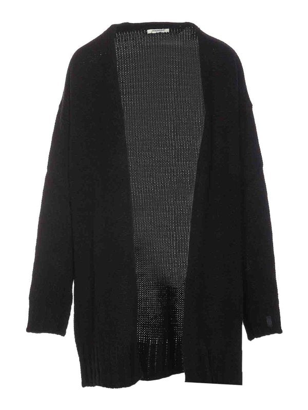 Cardigan Lavorato A Maglia Nero