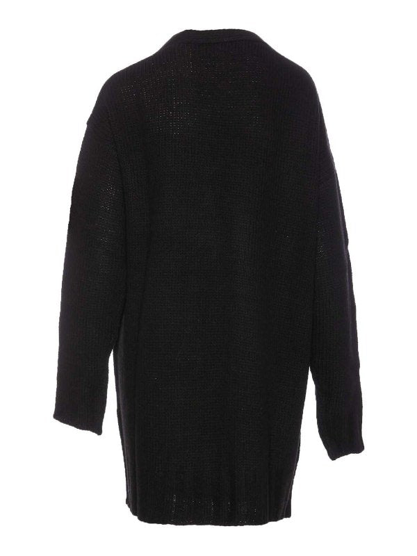 Cardigan Lavorato A Maglia Nero