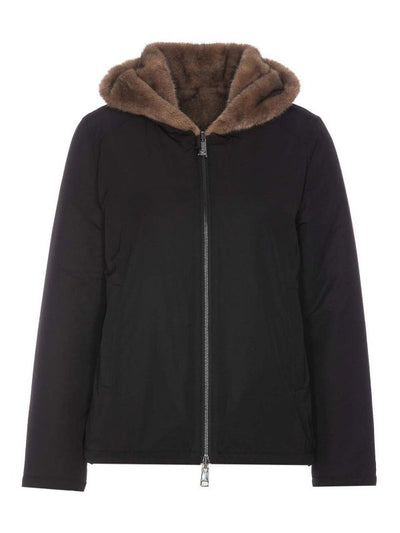 Parka Reversibile Moka Nero E Pastello