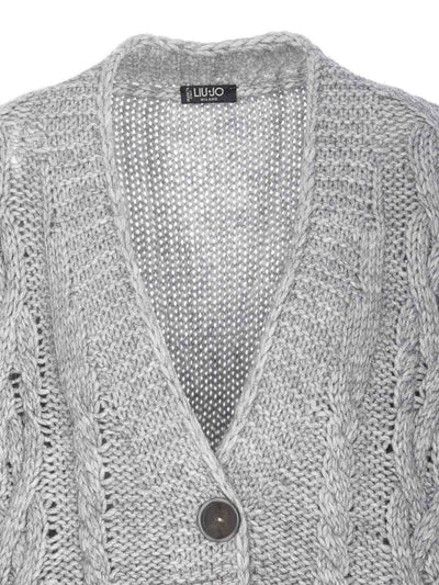 Cardigan Lavorato A Maglia Grigio