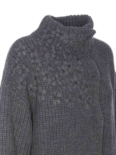 Cappotto Lavorato A Maglia Grigio