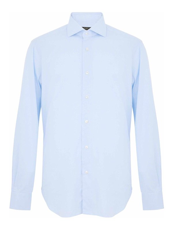 Camicia Classica In Cotone Azzurro