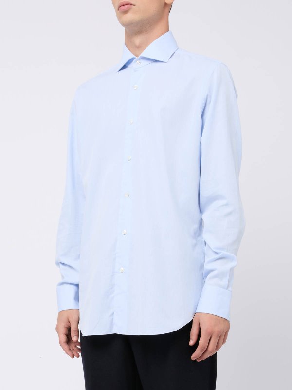 Camicia Classica In Cotone Azzurro