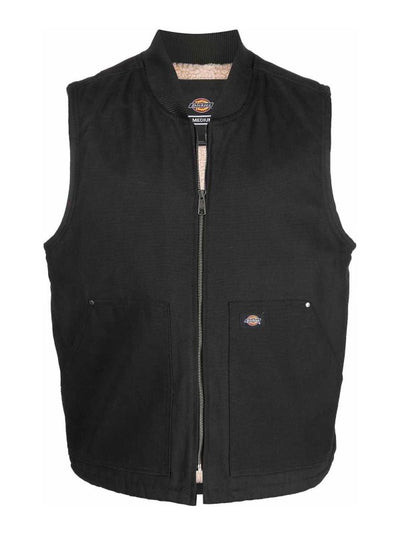 Gilet In Cotone Nero Con Tasche