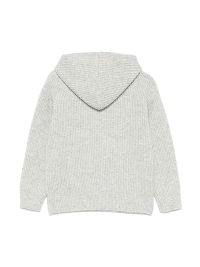 Maglione Grigio Con Cappuccio E Logo