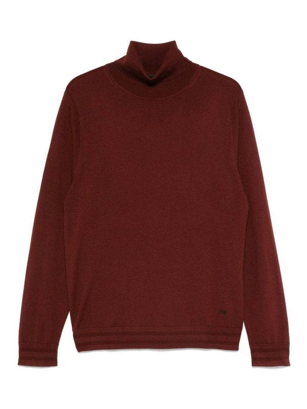 Maglione In Lana Dolcevita Bordeaux