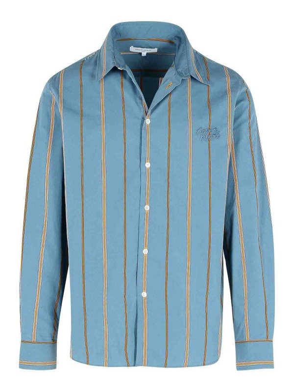 Camicia Rilassata In Misto Cotone Azzurro