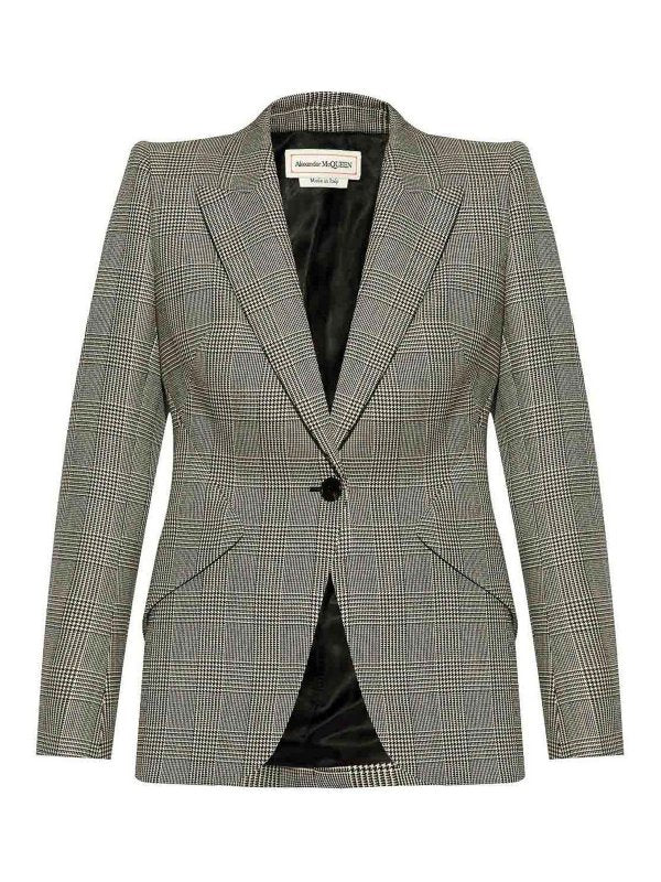 Blazer Monopetto Con Motivo Check