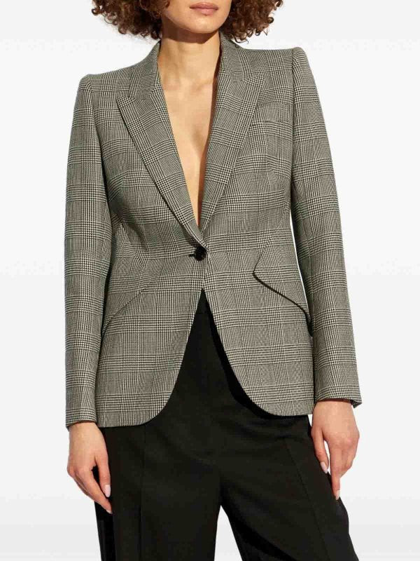 Blazer Monopetto Con Motivo Check