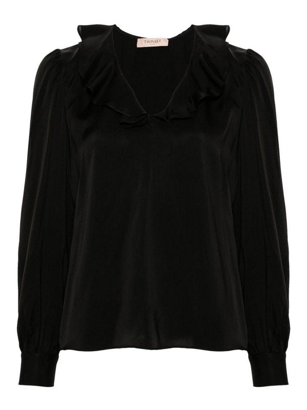 Ruffle Satin Blouse