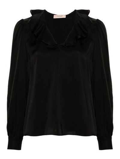 Ruffle Satin Blouse