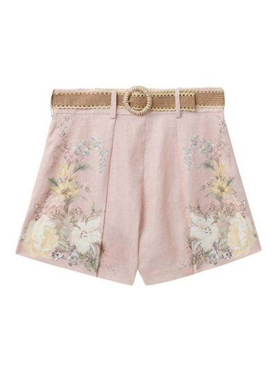 Shorts In Lino Con Stampa Waverly Floreale