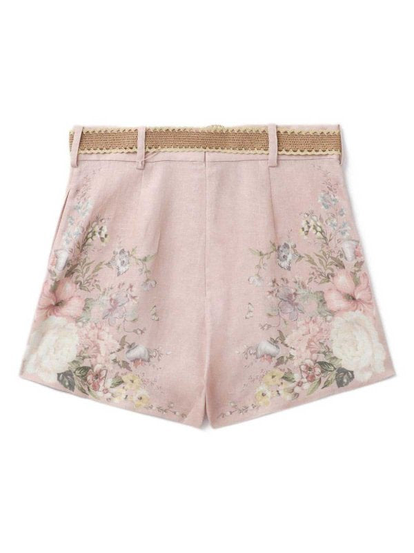 Shorts In Lino Con Stampa Waverly Floreale