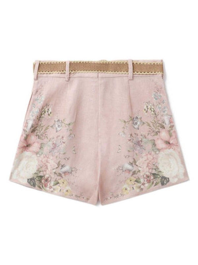 Shorts In Lino Con Stampa Waverly Floreale