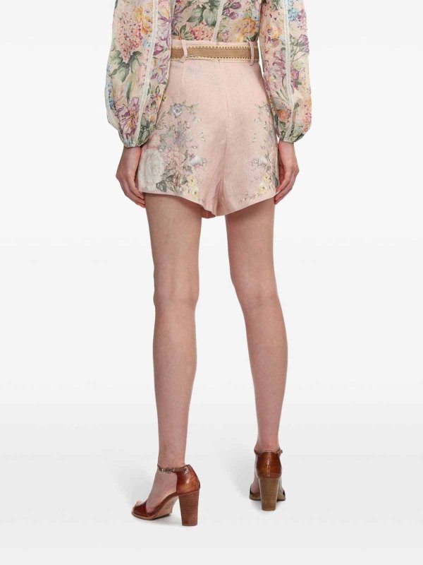 Shorts In Lino Con Stampa Waverly Floreale