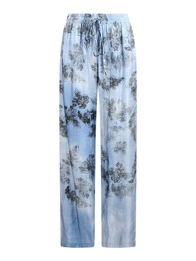 Pantalone Stampa Denim E Pizzo