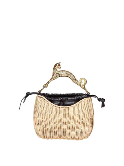 Borsa Large Hobo In Rafia E Pelle