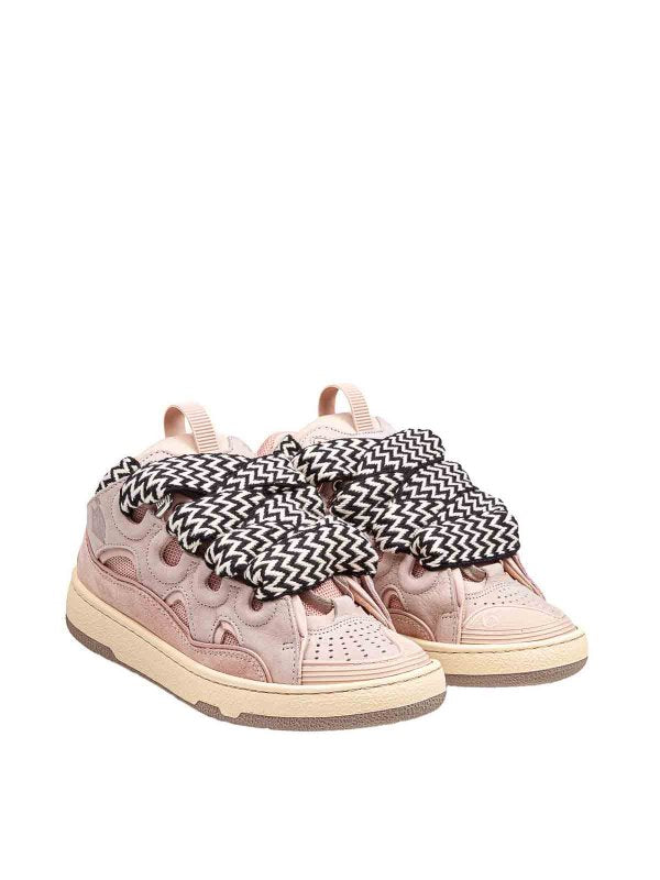 Sneakers Curb In Pelle Colore Bianco E Rosa