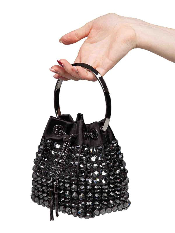 Borsa Bon Bon In Raso Con Maxi Cristalli