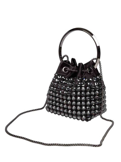 Borsa Bon Bon In Raso Con Maxi Cristalli