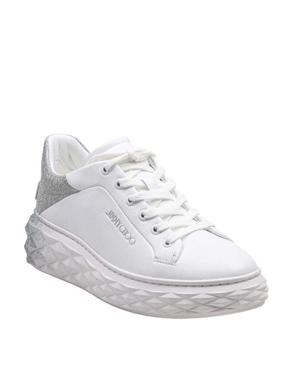 Sneakers In Pelle Bianca Con Glitter Degrade