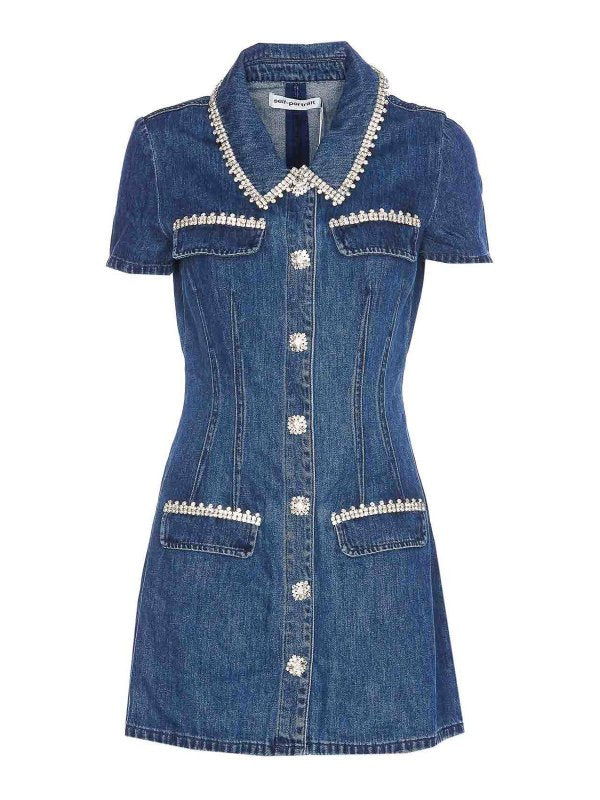 Minivestito  Con Colletto In Denim