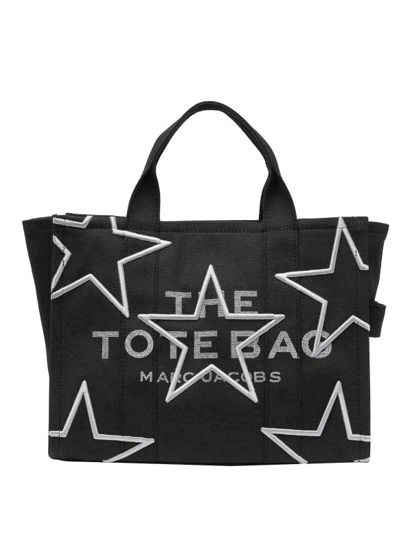 Borsa Tote Media In Tela Con Stelle