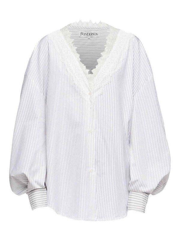 Camicia Con Scollo A V E Finiture In Pizzo