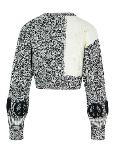 Maglione In Misto Cotone Bianco Con Patch