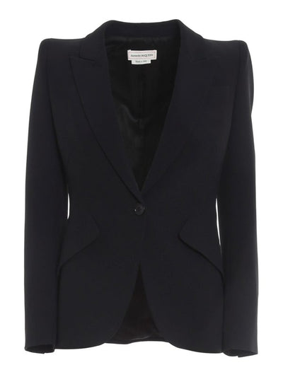 Blazer Nero In Crêpe Di Viscosa