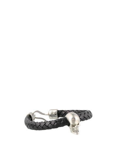 Bracciale In Nappa Intrecciata Con Skull