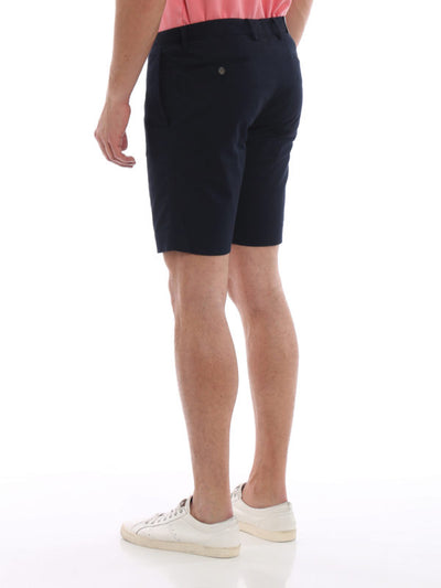 Pantaloni Corti In Cotone Stretch Blu Scuro