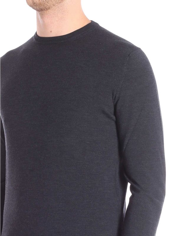 Pullover Grigio Scuro In Lana Vergine