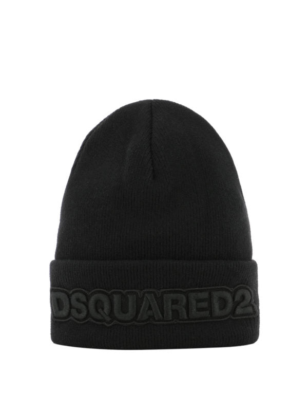 Berretto Dsquared2 Nero In Lana A Costine