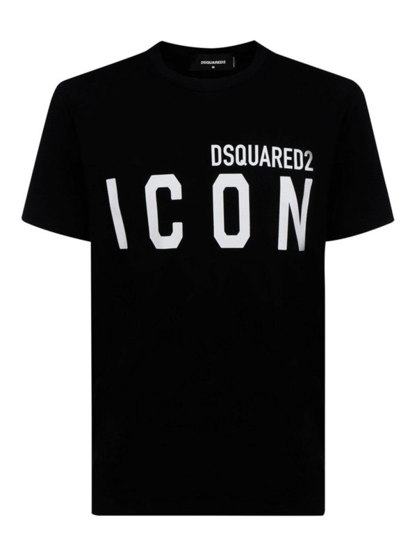 T-shirt Icon Nera In Cotone