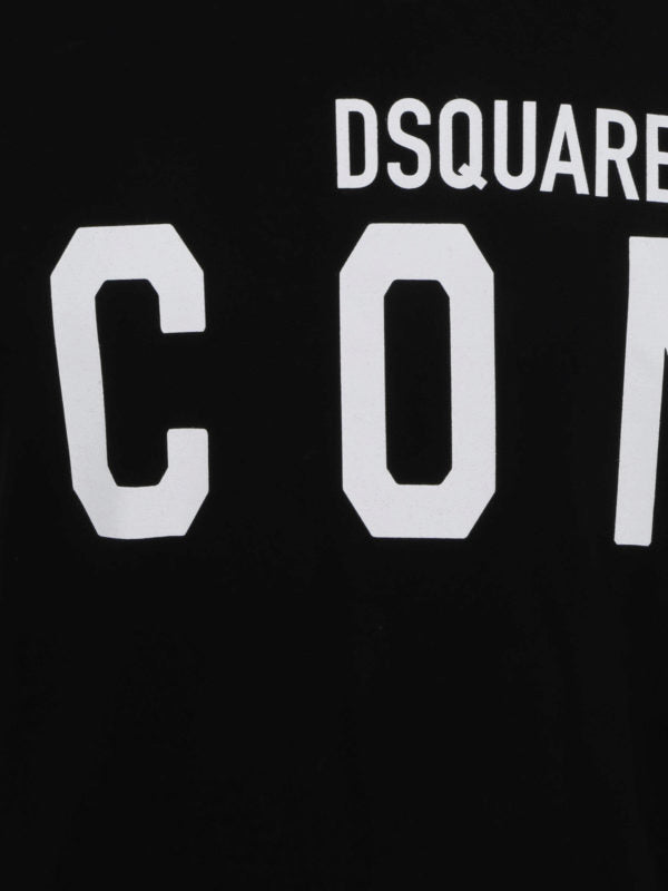 T-shirt Icon Nera In Cotone