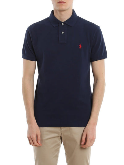 Polo Slim Fit In Cotone Piqué Navy