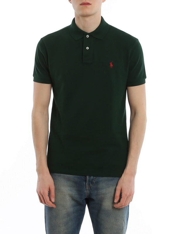 Polo In Cotone Slim Verde Scuro