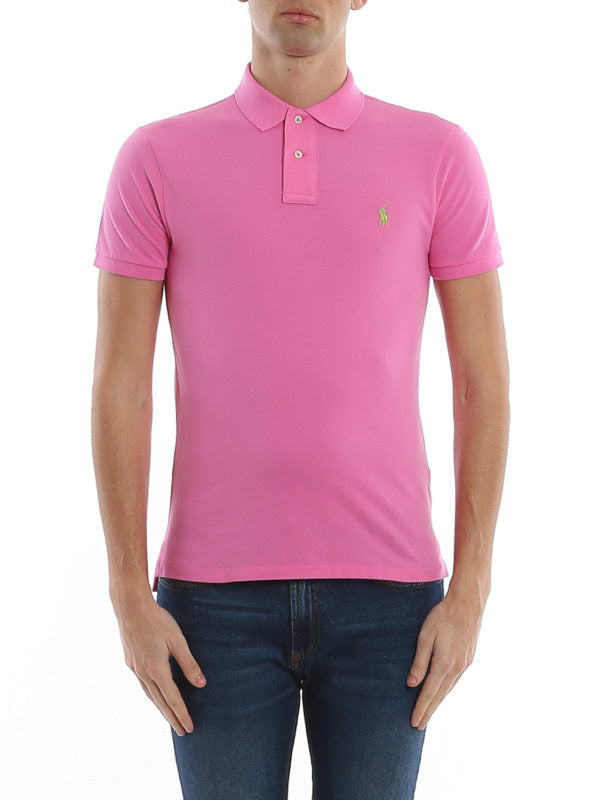 Polo Rosa In Piqué Con Logo