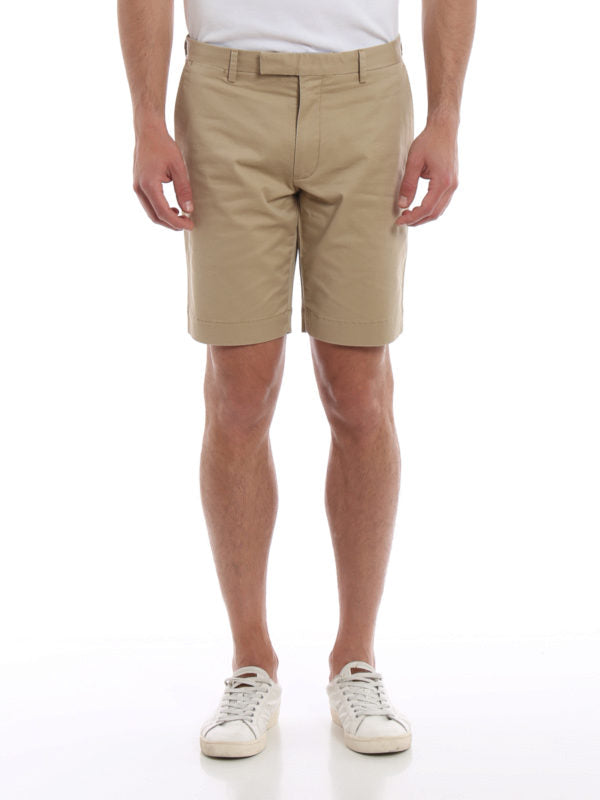 Pantaloni Corti In Cotone Stretch Beige