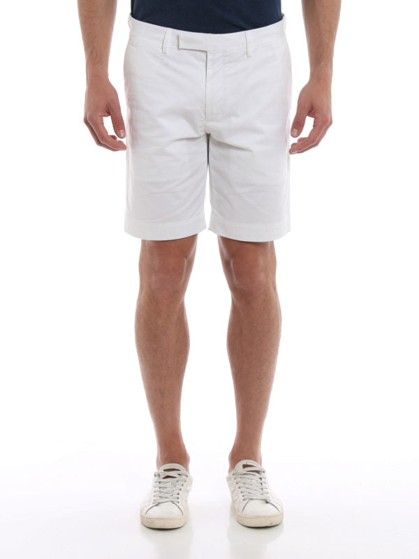 Pantaloni Corti In Cotone Stretch Blu Bianco