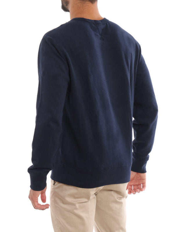 Felpa In Misto Cotone Blu Navy