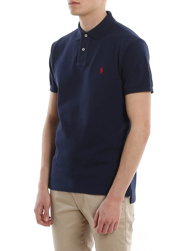 Polo Slim Fit In Cotone Piqué Navy