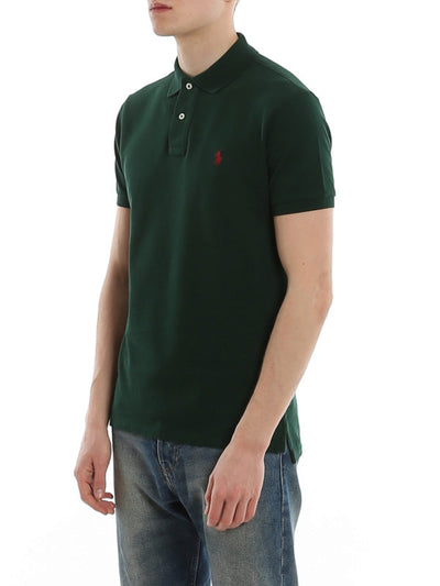 Polo In Cotone Slim Verde Scuro