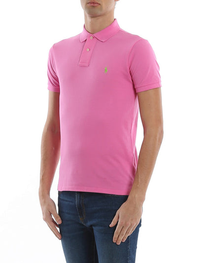 Polo Rosa In Piqué Con Logo