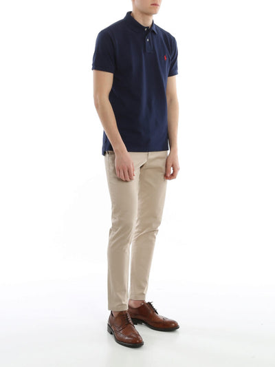 Polo Slim Fit In Cotone Piqué Navy