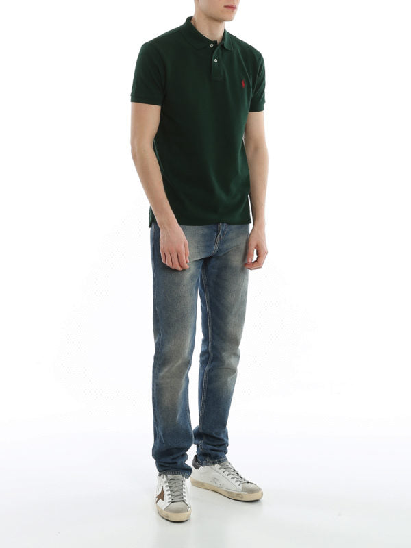 Polo In Cotone Slim Verde Scuro