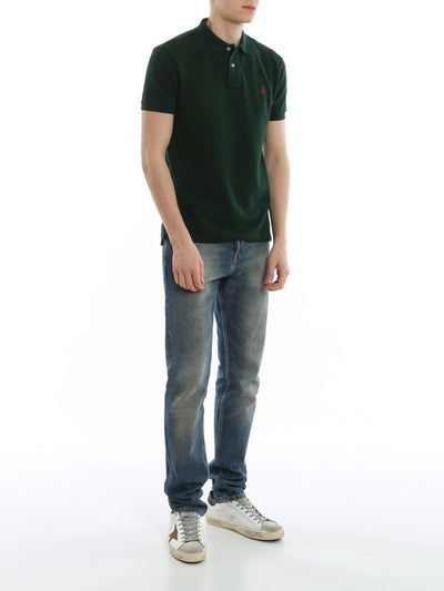 Polo In Cotone Slim Verde Scuro